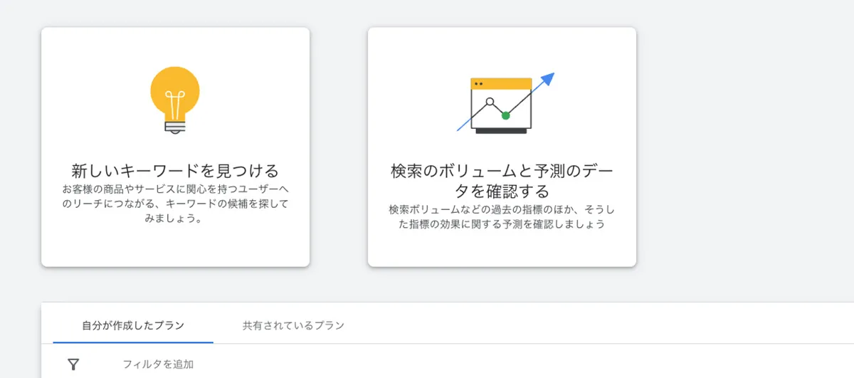 検索のボリュームと予測のデータを確認する