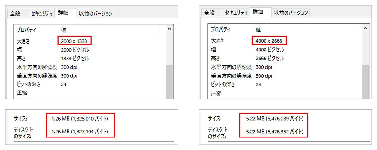 データ容量比較