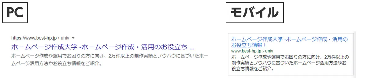 パソコン・モバイルでは表示文字数が異なる